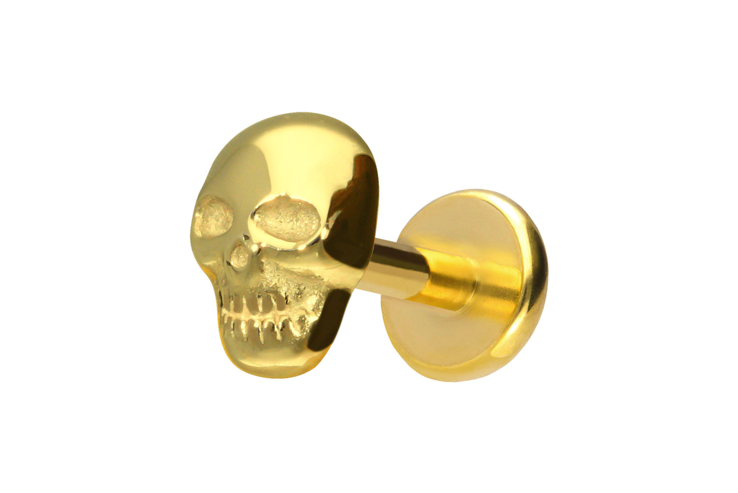 Titan Labret Piercing mit Push Fit TOTENKOPF